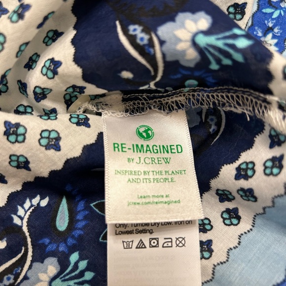 J. Crew White and Blue Ruffled 3/4 Sleeve Blouse - Picture 6 of 8